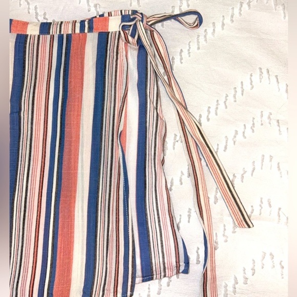 Sadie & Sage blue/coral stripes, fully lined faux wrap skort, EUC - sz SMALL‎ - Picture 2 of 9